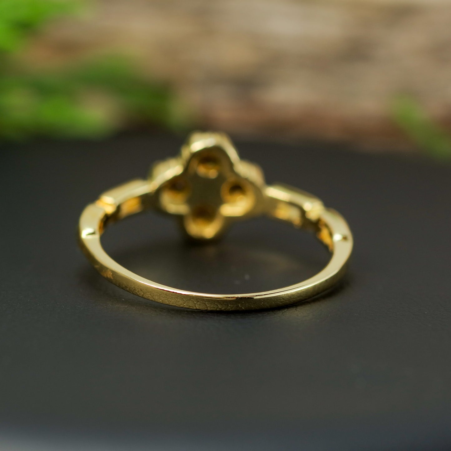 Natural Citrine Clover Cluster Ring