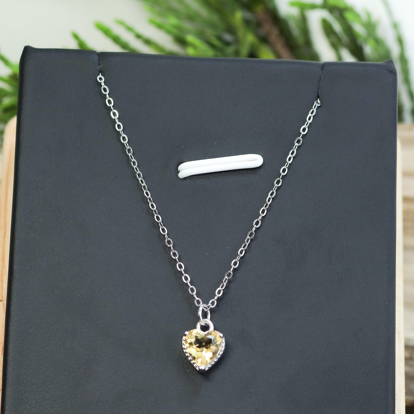 Heart-Shaped Citrine Pendant Necklace