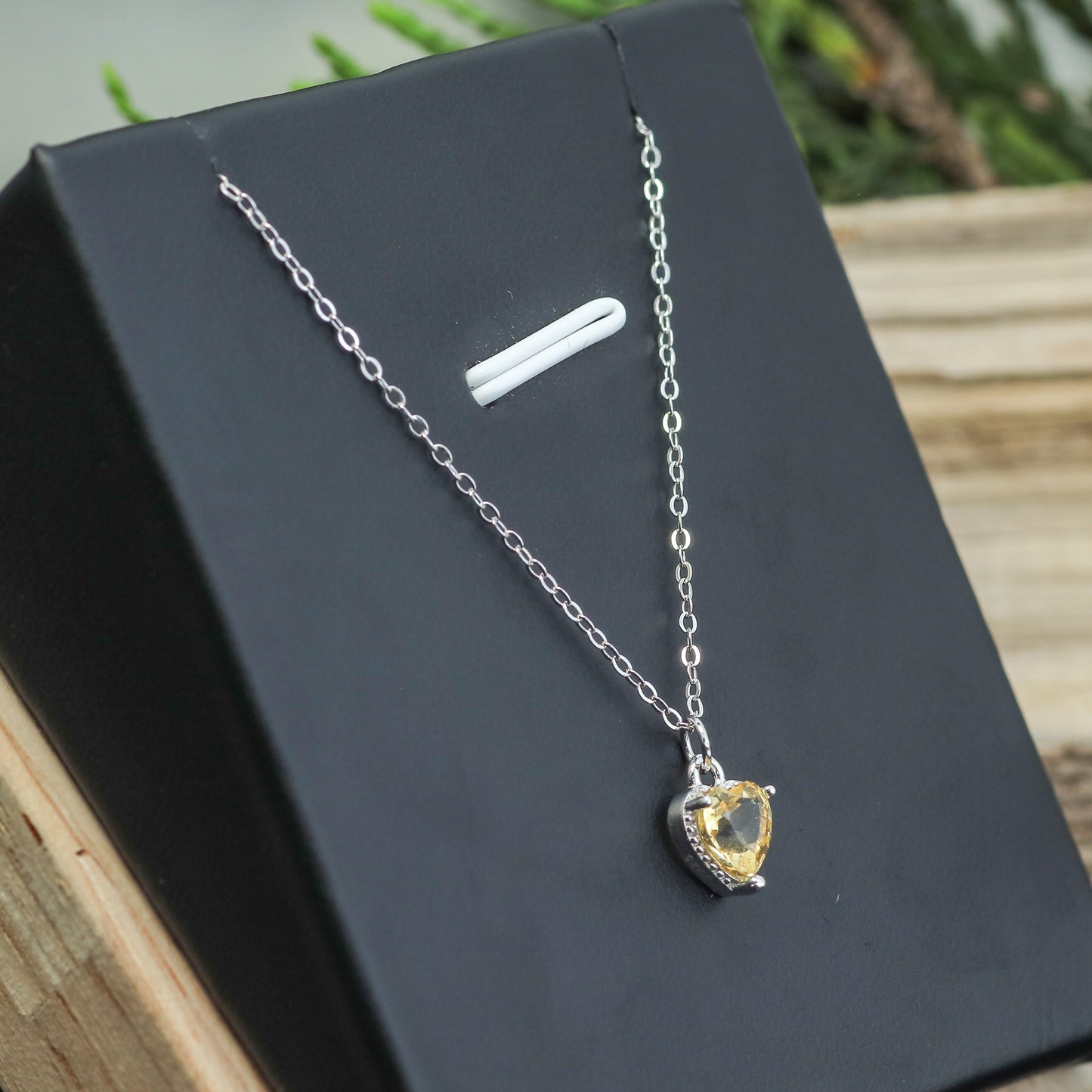 Heart-Shaped Citrine Pendant Necklace