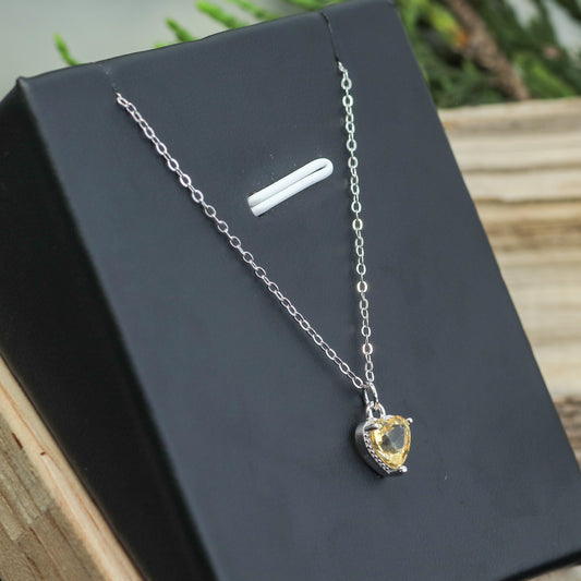 Heart-Shaped Citrine Pendant Necklace