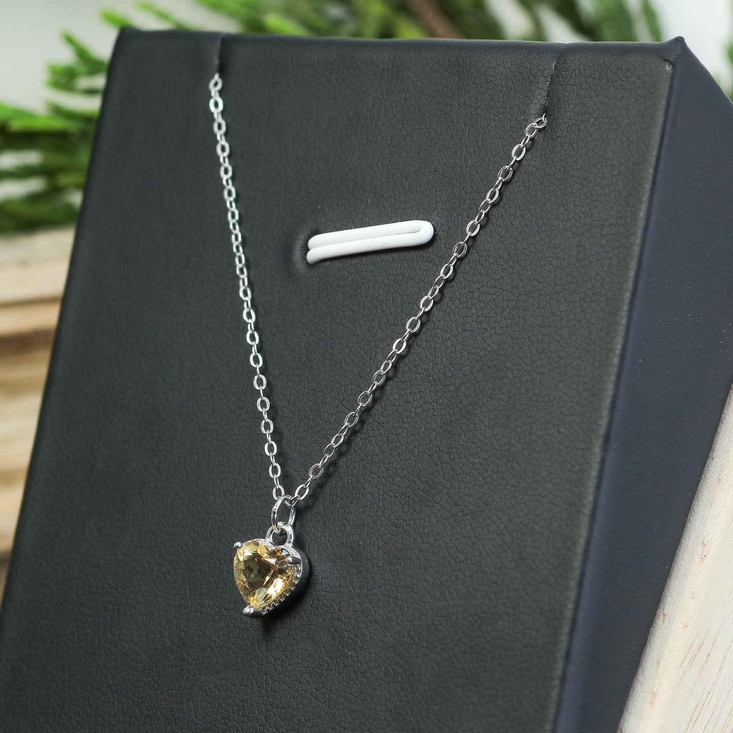 Heart-Shaped Citrine Pendant Necklace