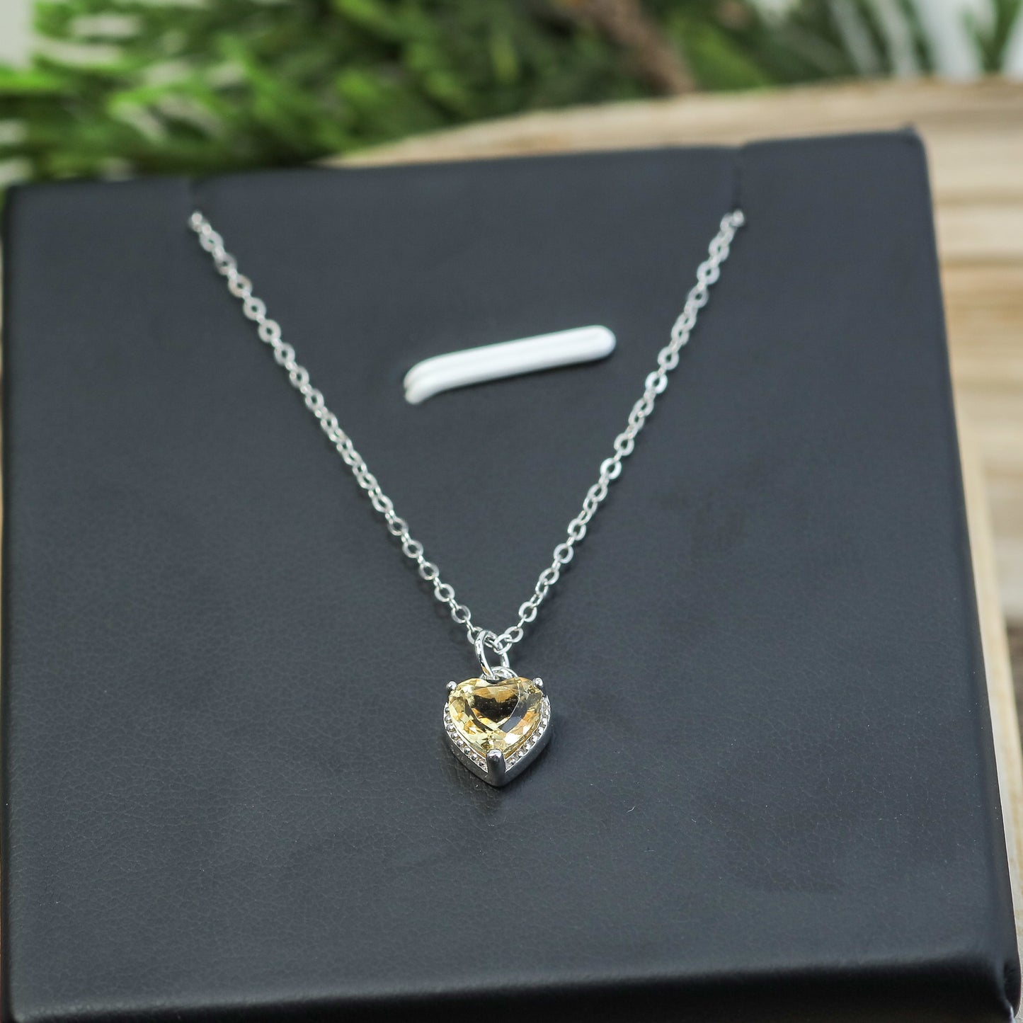 Heart-Shaped Citrine Pendant Necklace