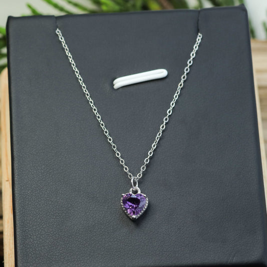 Heart-Shaped Amethyst Pendant Necklace