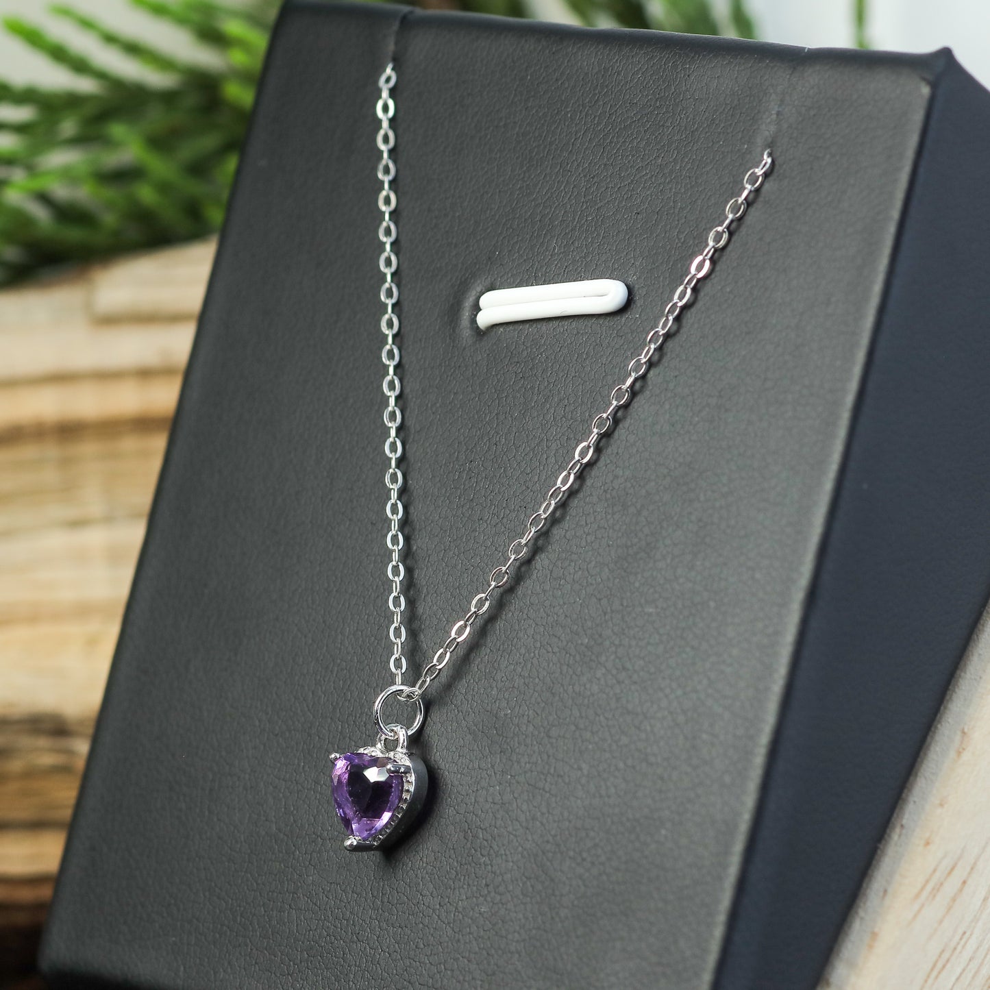 Heart-Shaped Amethyst Pendant Necklace