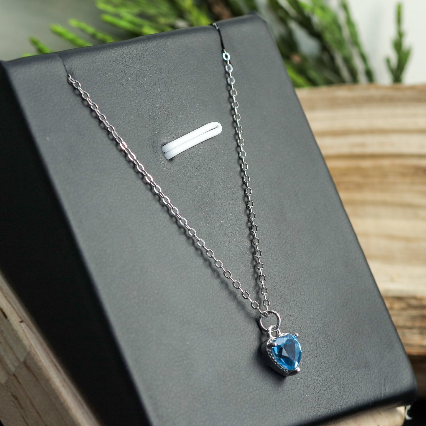 Heart-Shaped Topaz Swiss Blue Pendant Necklace