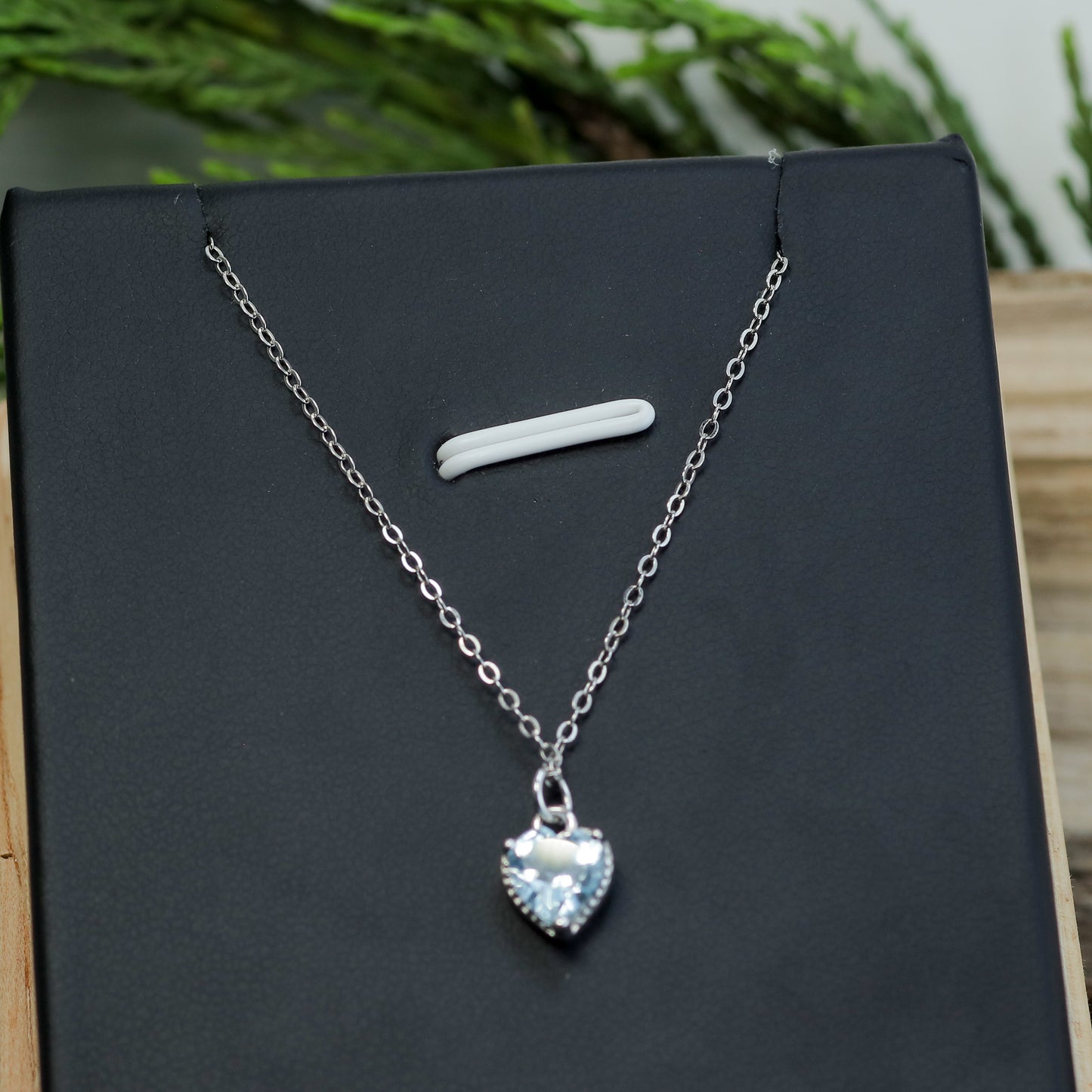 Heart-Shaped Sky Blue Topaz Pendant Necklace