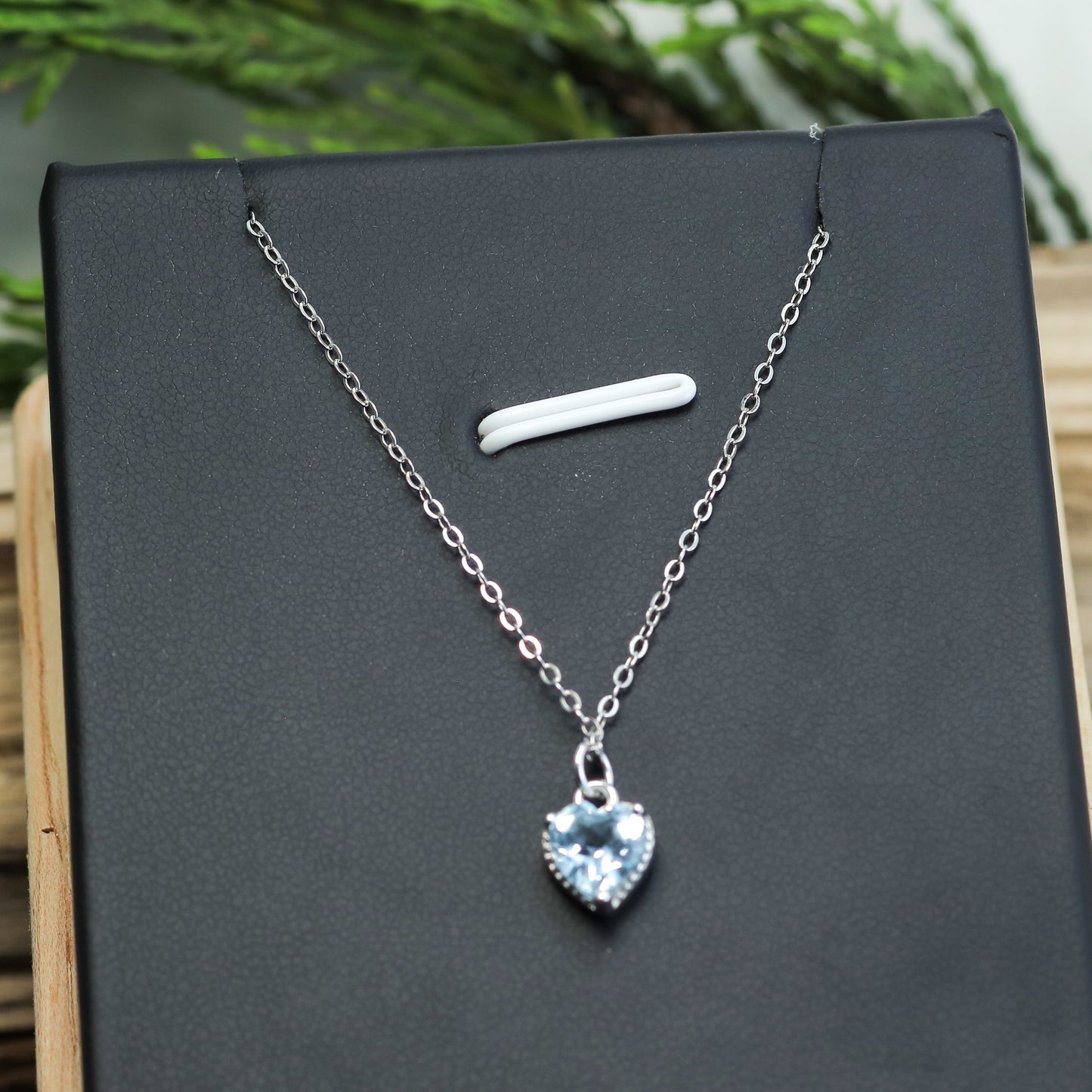 Heart-Shaped Sky Blue Topaz Pendant Necklace