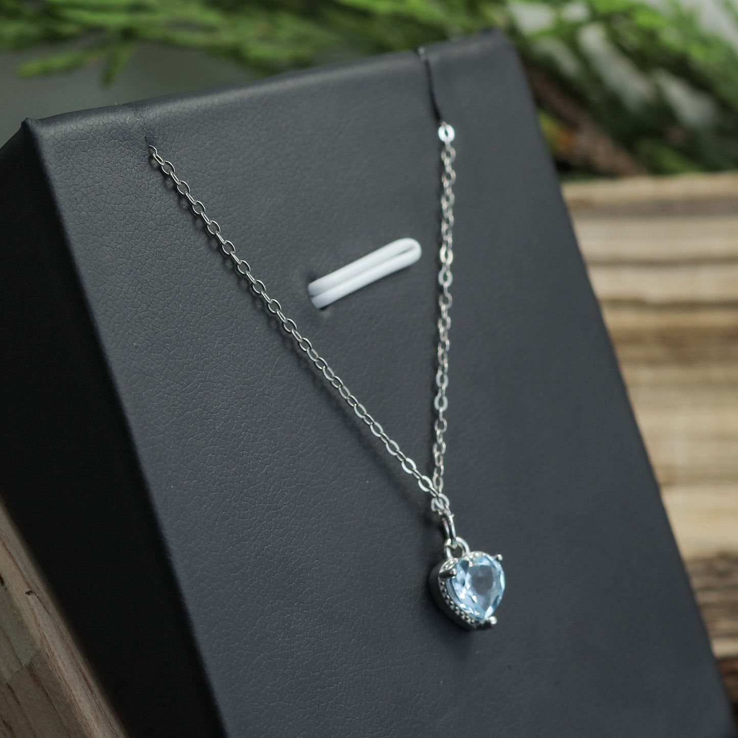 Heart-Shaped Sky Blue Topaz Pendant Necklace