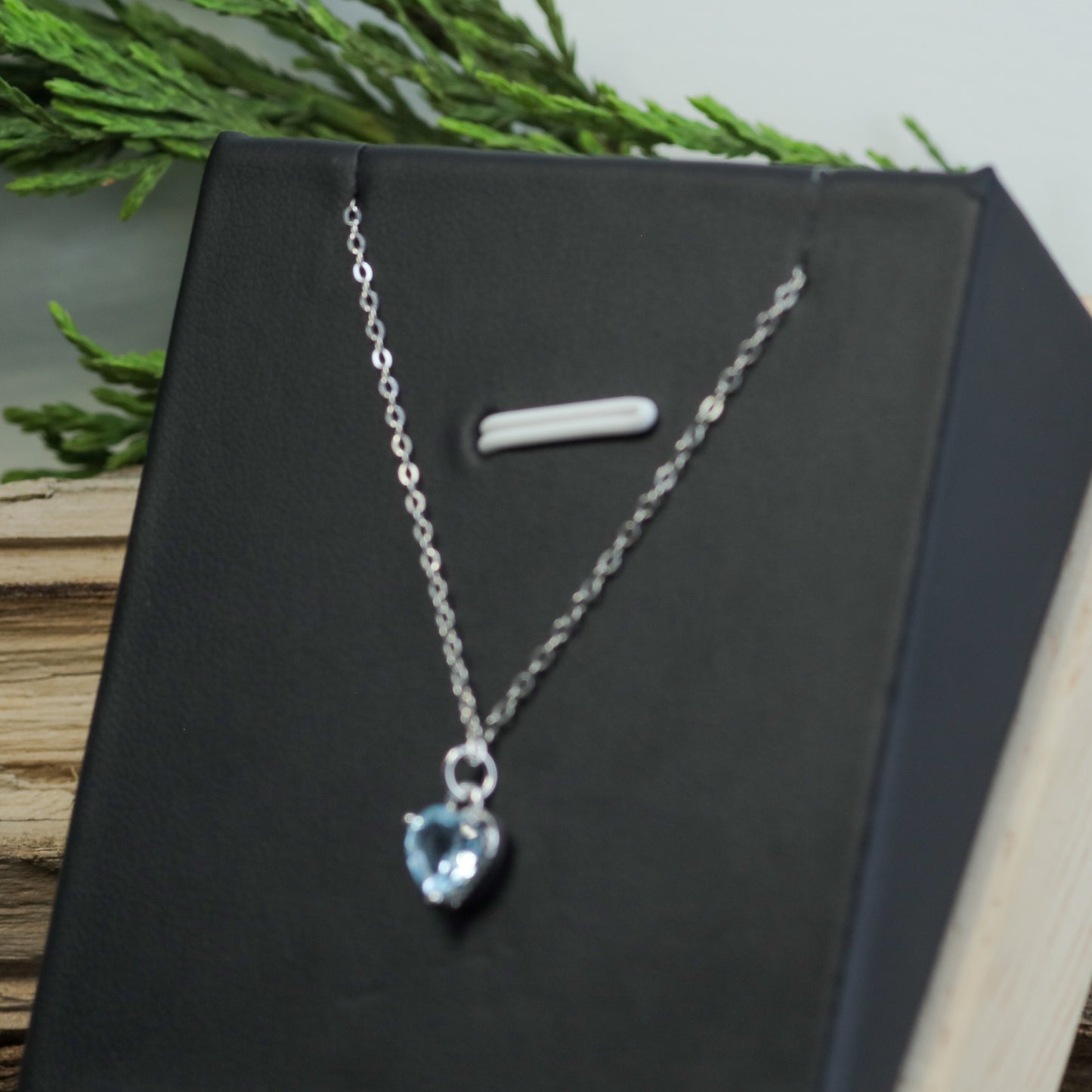 Heart-Shaped Sky Blue Topaz Pendant Necklace