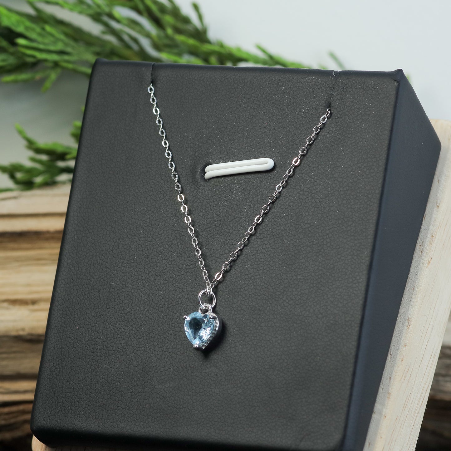 Heart-Shaped Sky Blue Topaz Pendant Necklace