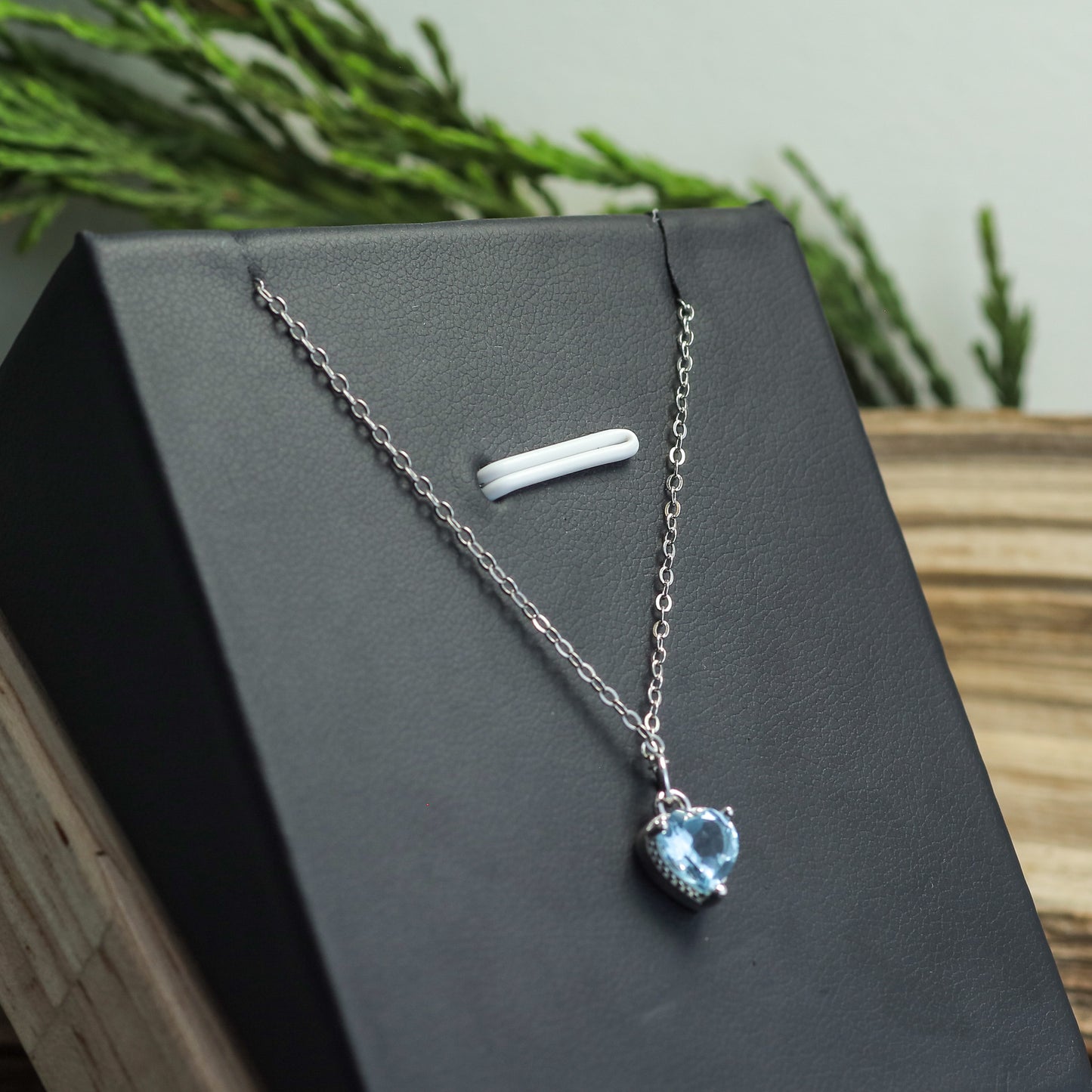 Heart-Shaped Sky Blue Topaz Pendant Necklace