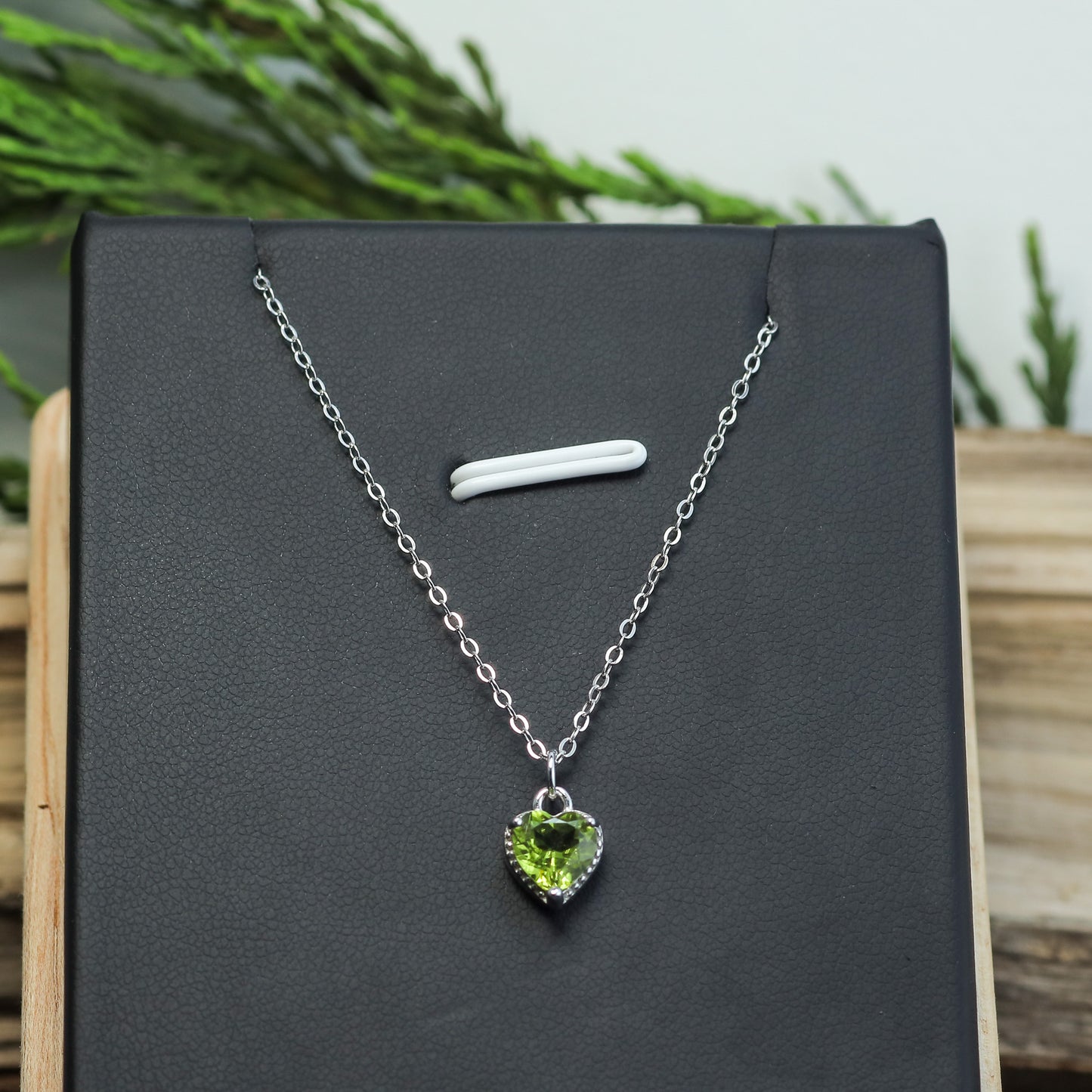 Heart-Shaped Peridot Pendant Necklace