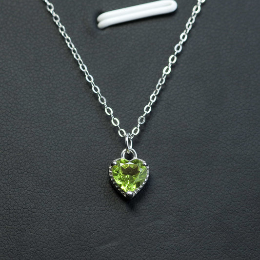 Heart-Shaped Peridot Pendant Necklace