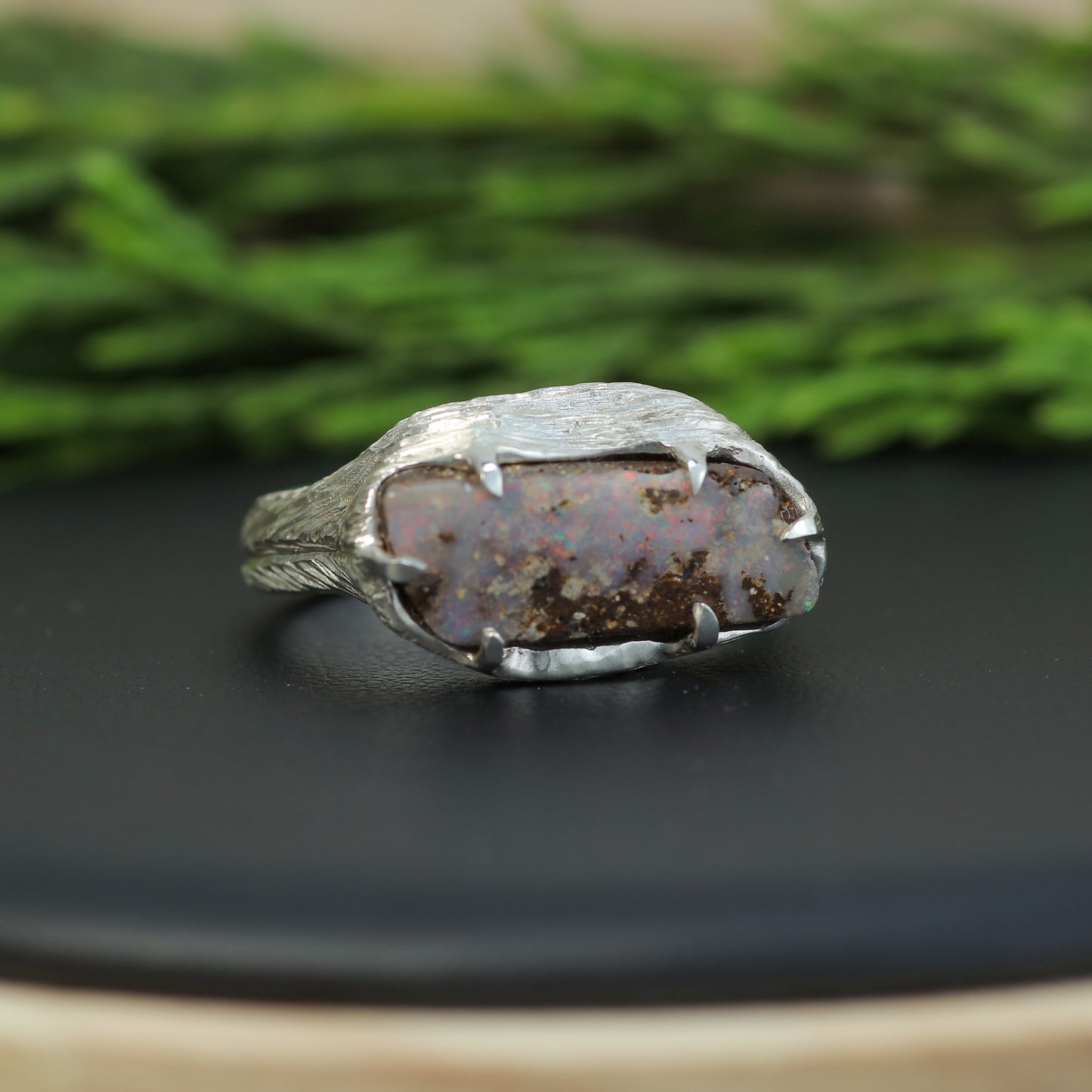 Bespoke Hand-Textured Boulder Opal Statement Ring