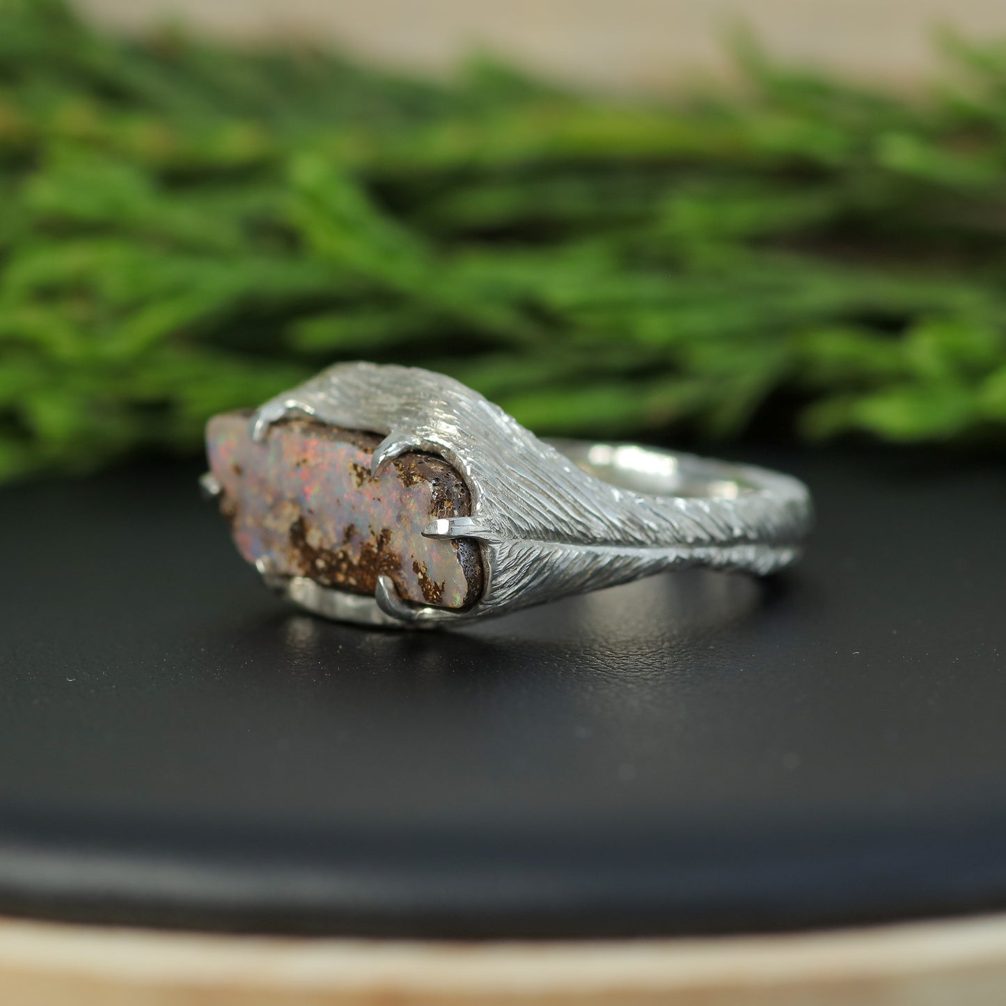 Bespoke Hand-Textured Boulder Opal Statement Ring