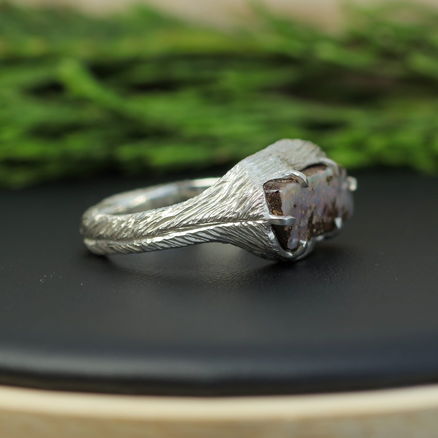 Bespoke Hand-Textured Boulder Opal Statement Ring