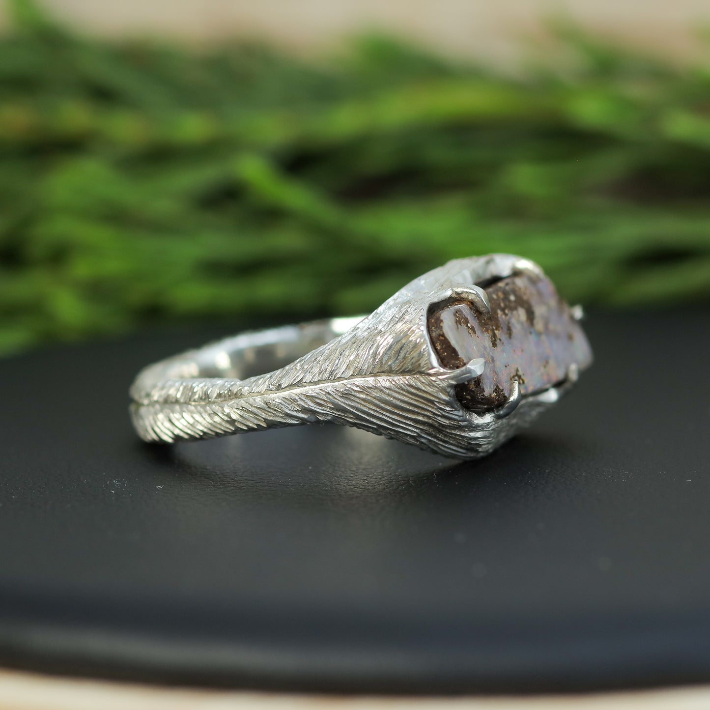 Bespoke Hand-Textured Boulder Opal Statement Ring