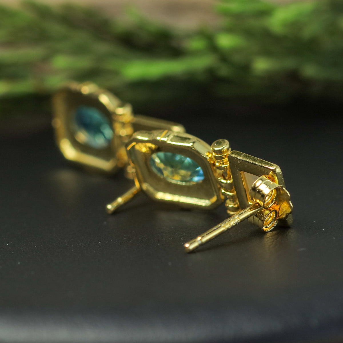 Natural Blue Topaz & Mother of Pearl Drop Earrings