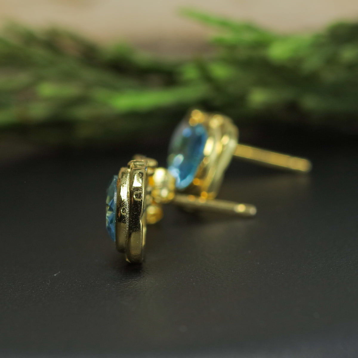 Natural Blue Topaz & Mother of Pearl Drop Earrings