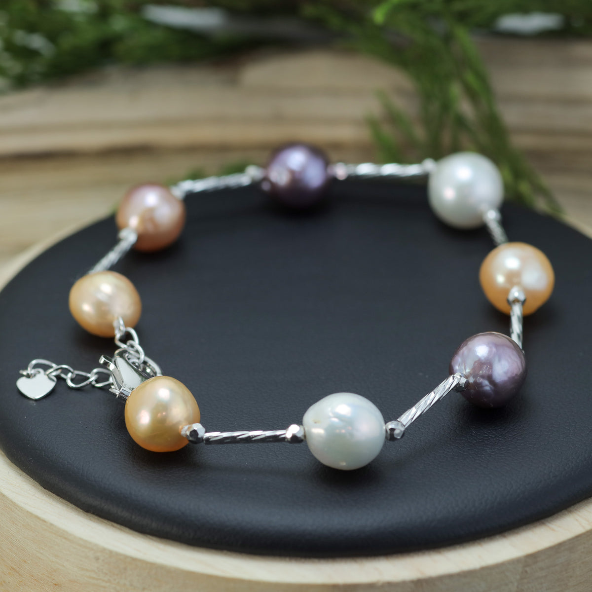 Multi-Colour Baroque Cultured Pearl Station Bracelet