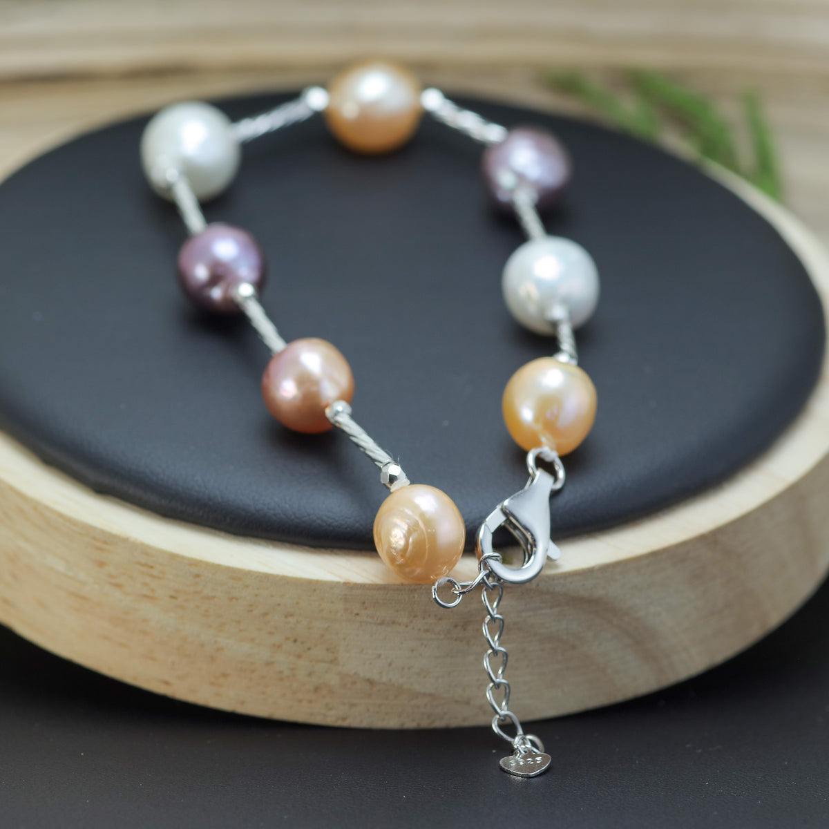 Multi-Colour Baroque Cultured Pearl Station Bracelet