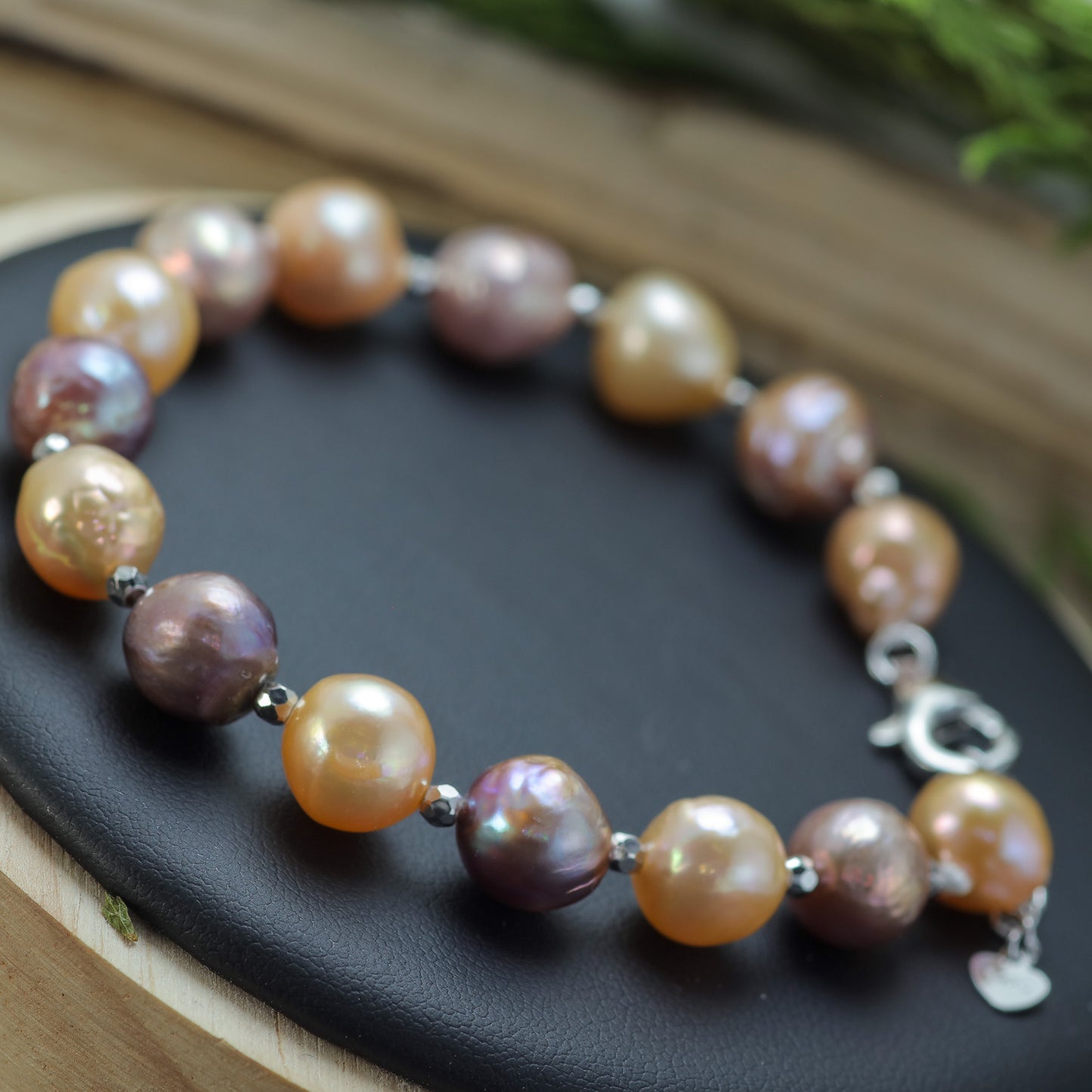 Multi-Tone Baroque Cultured Pearl & Silver Spacer Bracelet