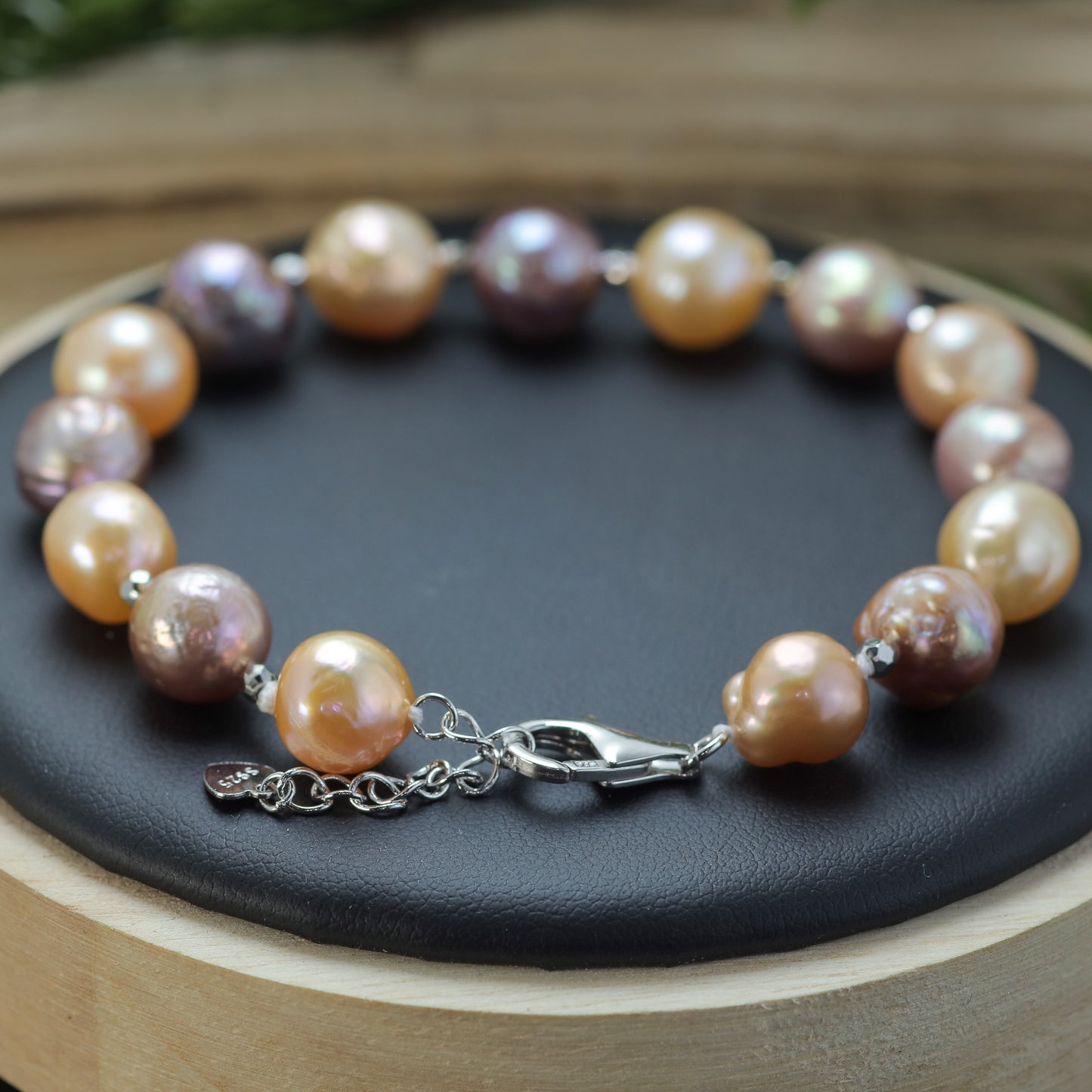Multi-Tone Baroque Cultured Pearl & Silver Spacer Bracelet