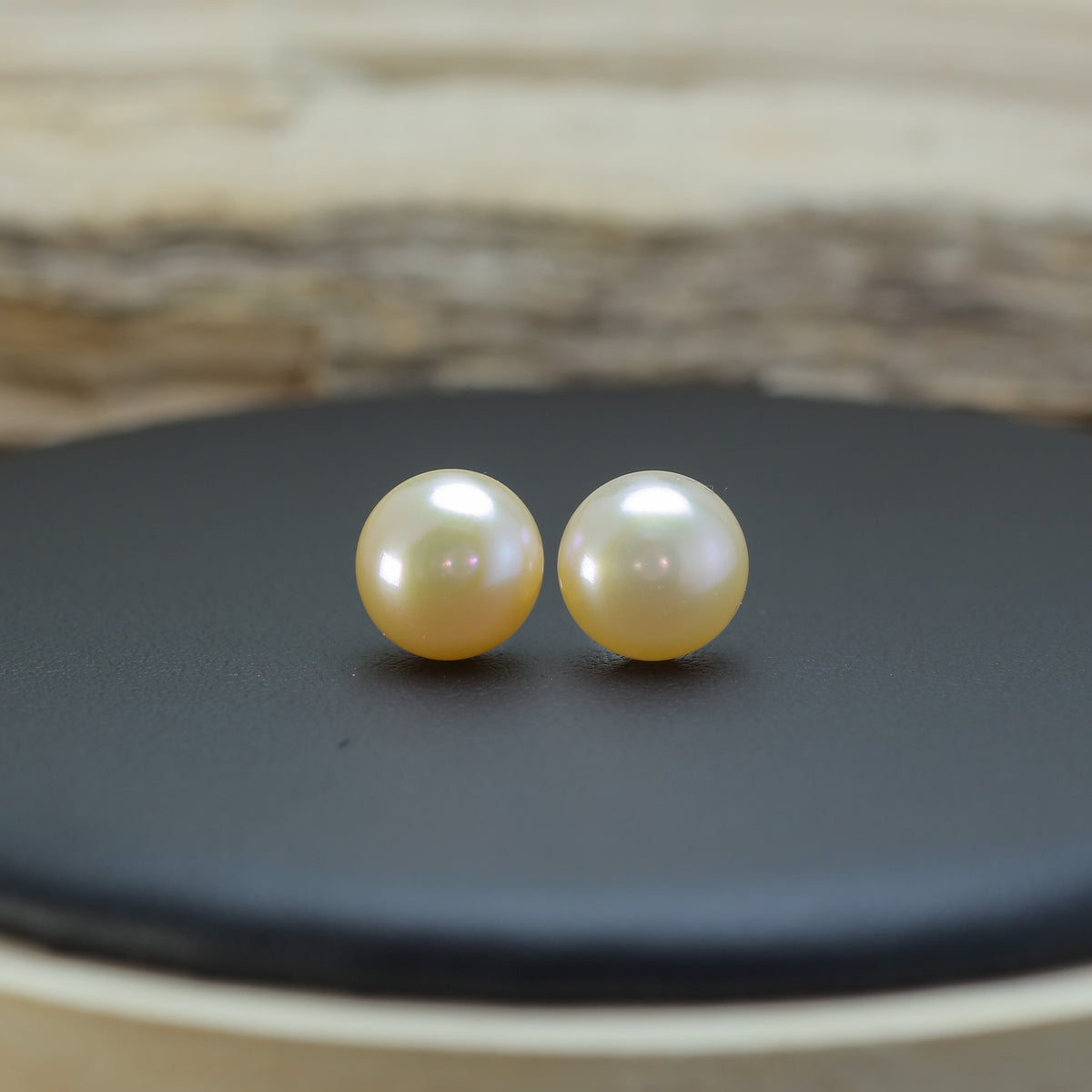 Champagne Natural Cultured Pearl Stud Earrings