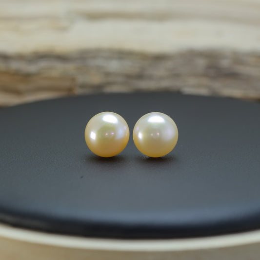 Champagne Natural Cultured Pearl Stud Earrings