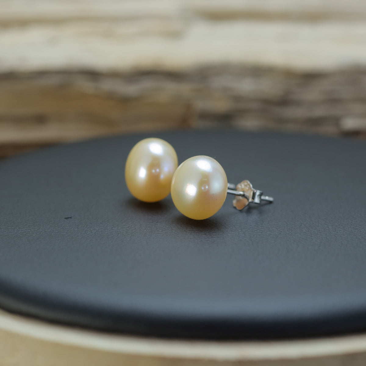 Champagne Natural Cultured Pearl Stud Earrings
