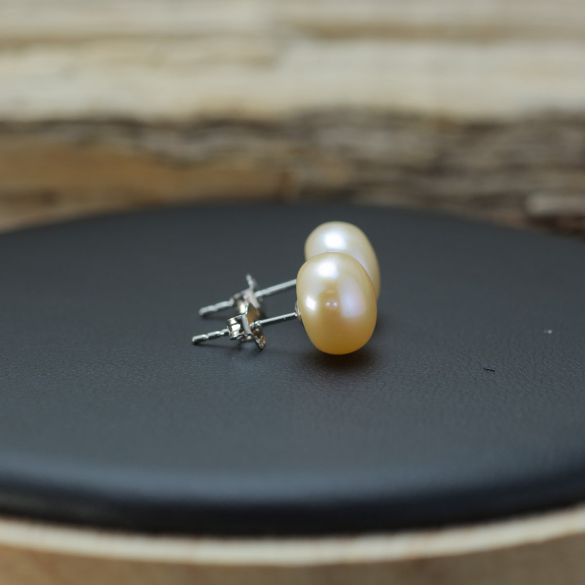 Champagne Natural Cultured Pearl Stud Earrings