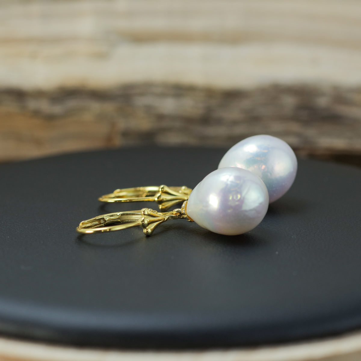 Baroque Natural Cultured Pearl Leverback Earrings