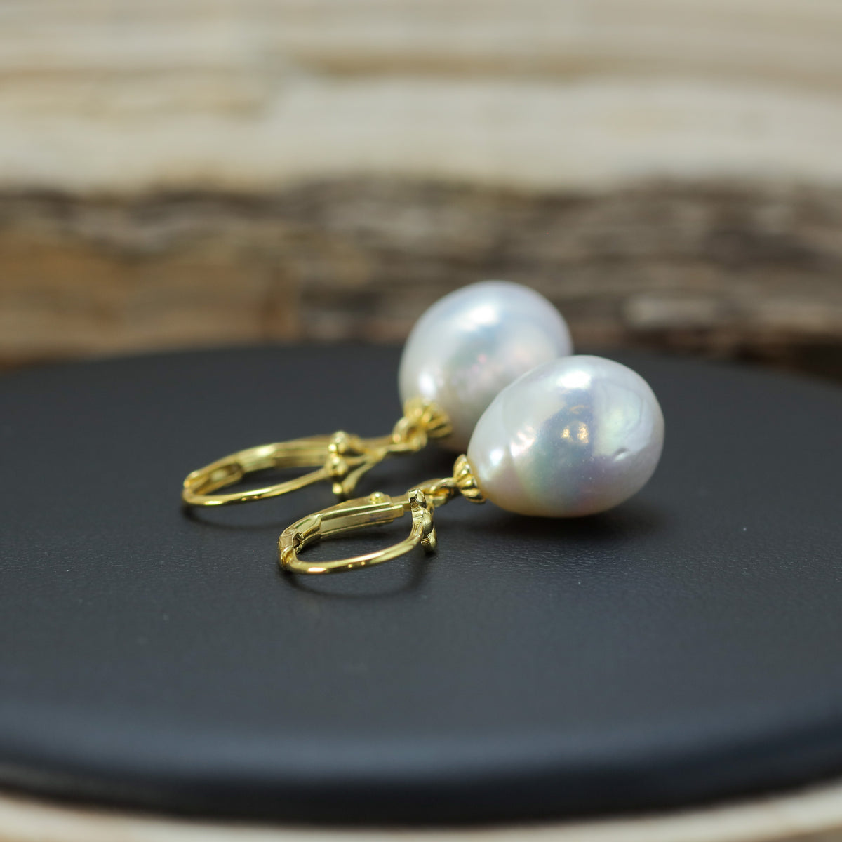 Baroque Natural Cultured Pearl Leverback Earrings