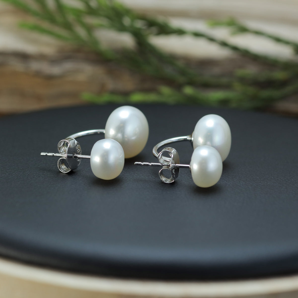 Natural Cultured Pearl Double-Sided Front-Back Stud Earrings