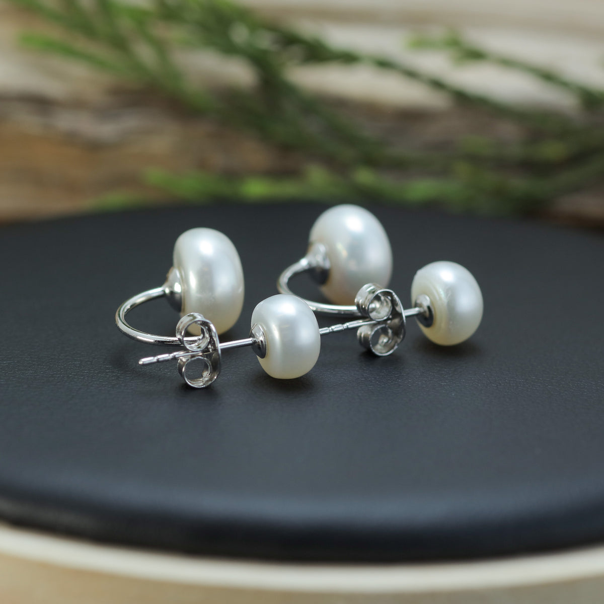 Natural Cultured Pearl Double-Sided Front-Back Stud Earrings