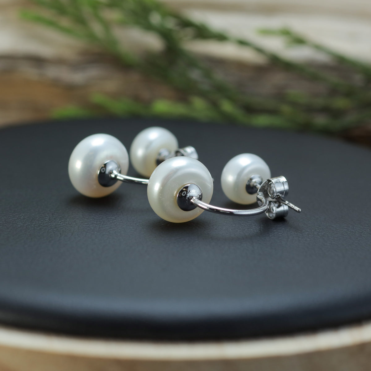 Natural Cultured Pearl Double-Sided Front-Back Stud Earrings