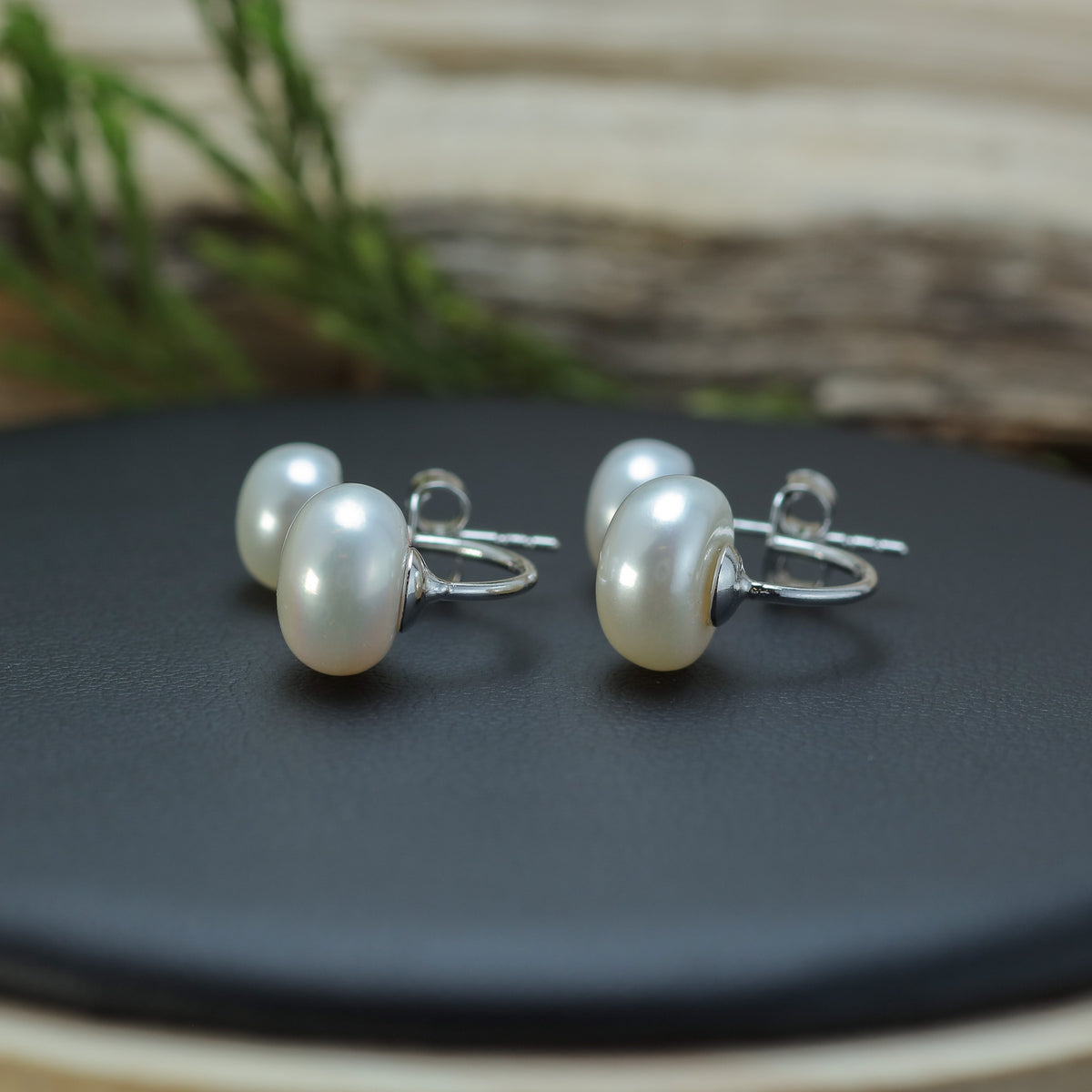 Natural Cultured Pearl Double-Sided Front-Back Stud Earrings
