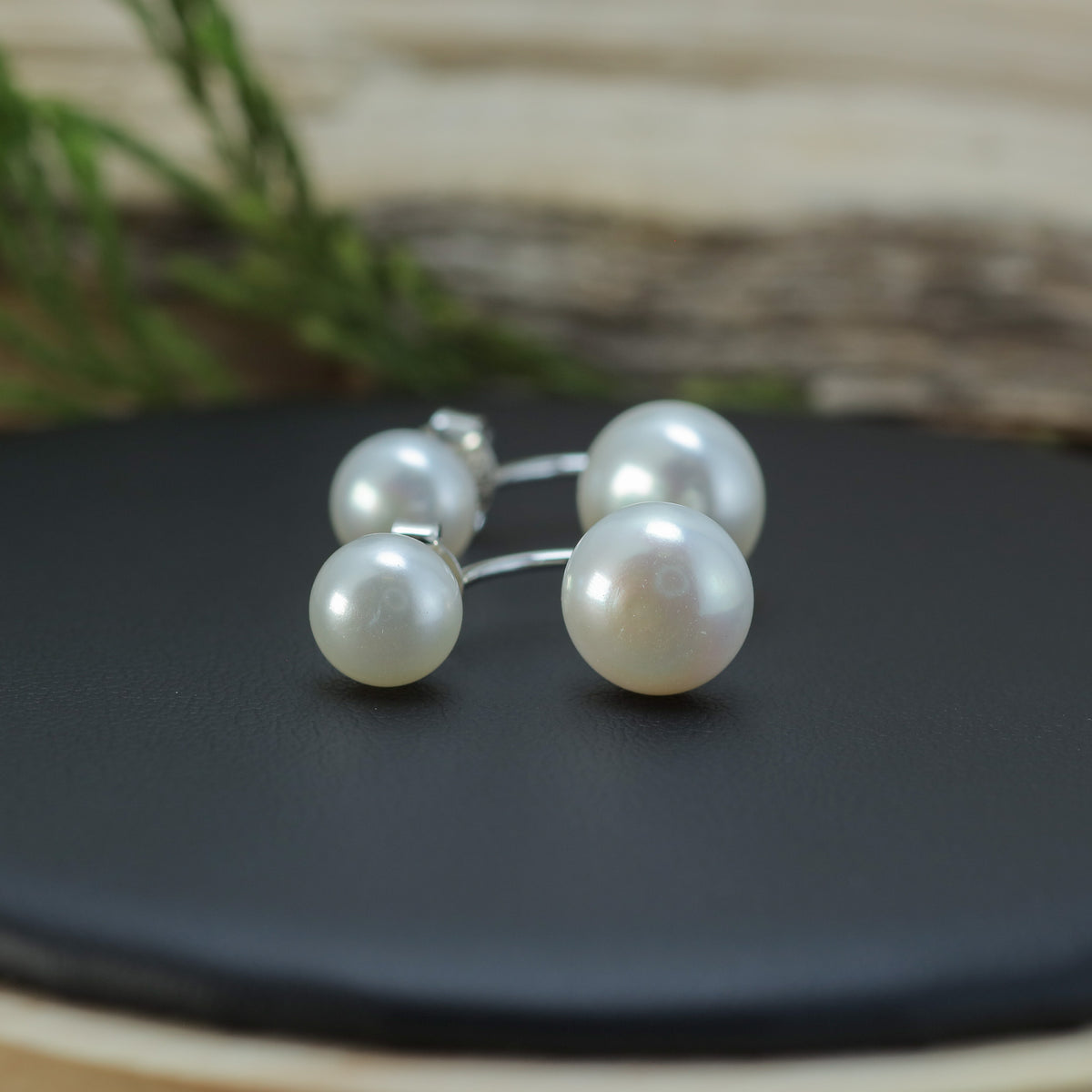 Natural Cultured Pearl Double-Sided Front-Back Stud Earrings