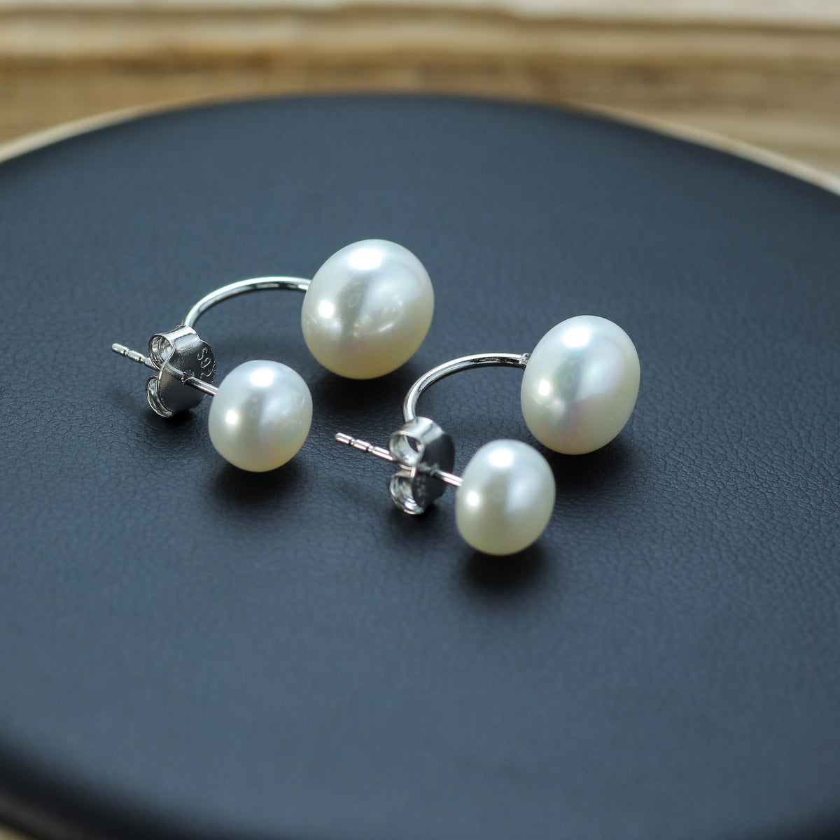 Natural Cultured Pearl Double-Sided Front-Back Stud Earrings