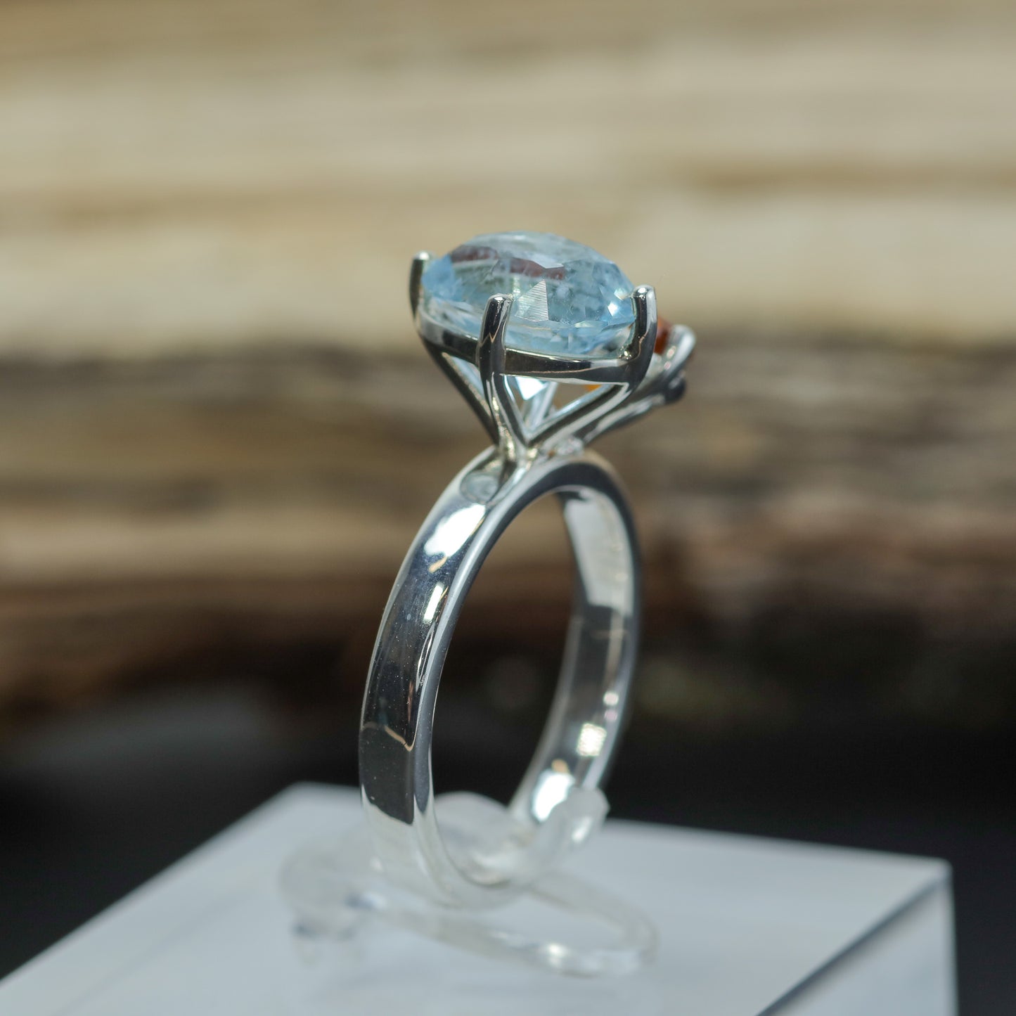 Bespoke Aquamarine & Hessonite Garnet Two-Stone Ring