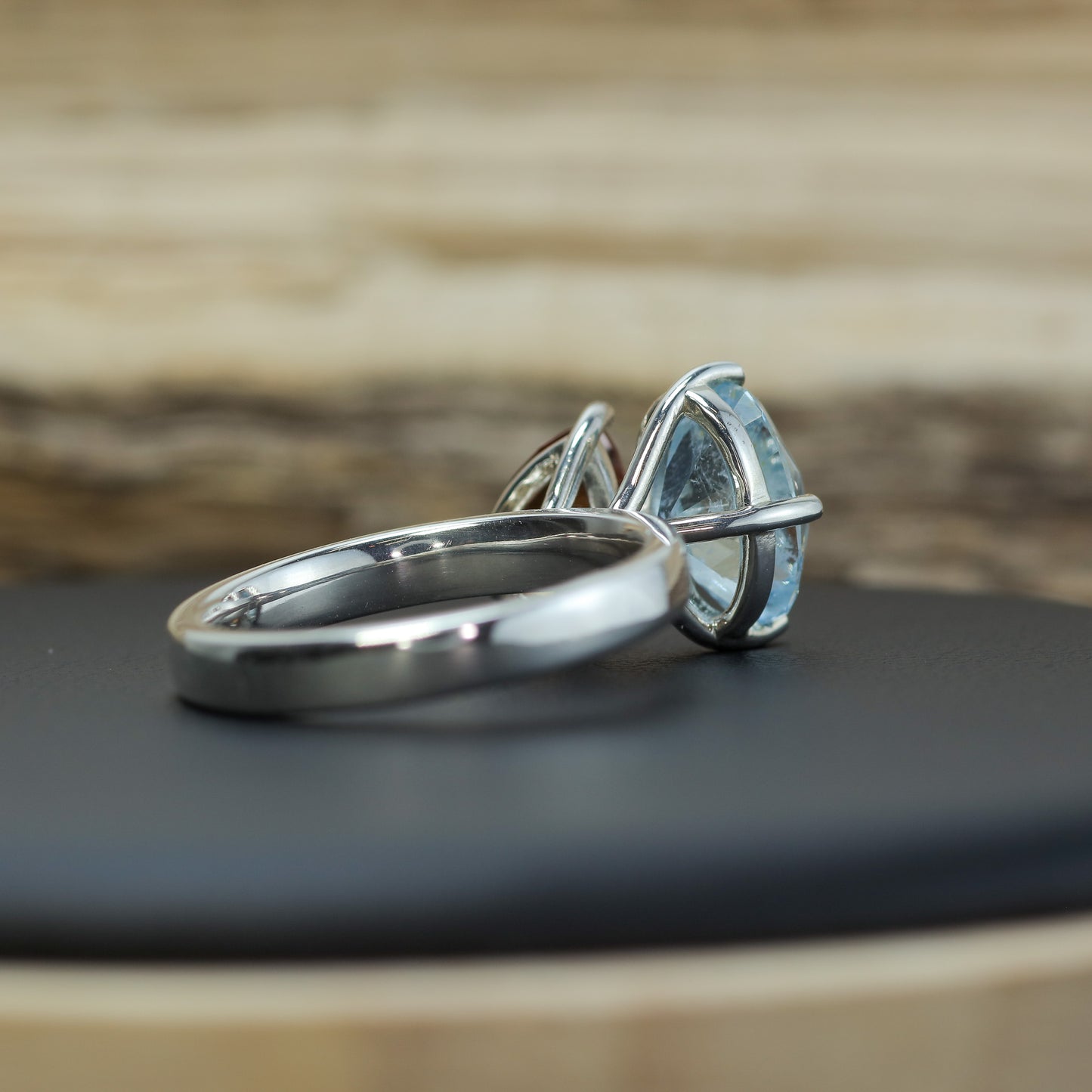 Bespoke Aquamarine & Hessonite Garnet Two-Stone Ring