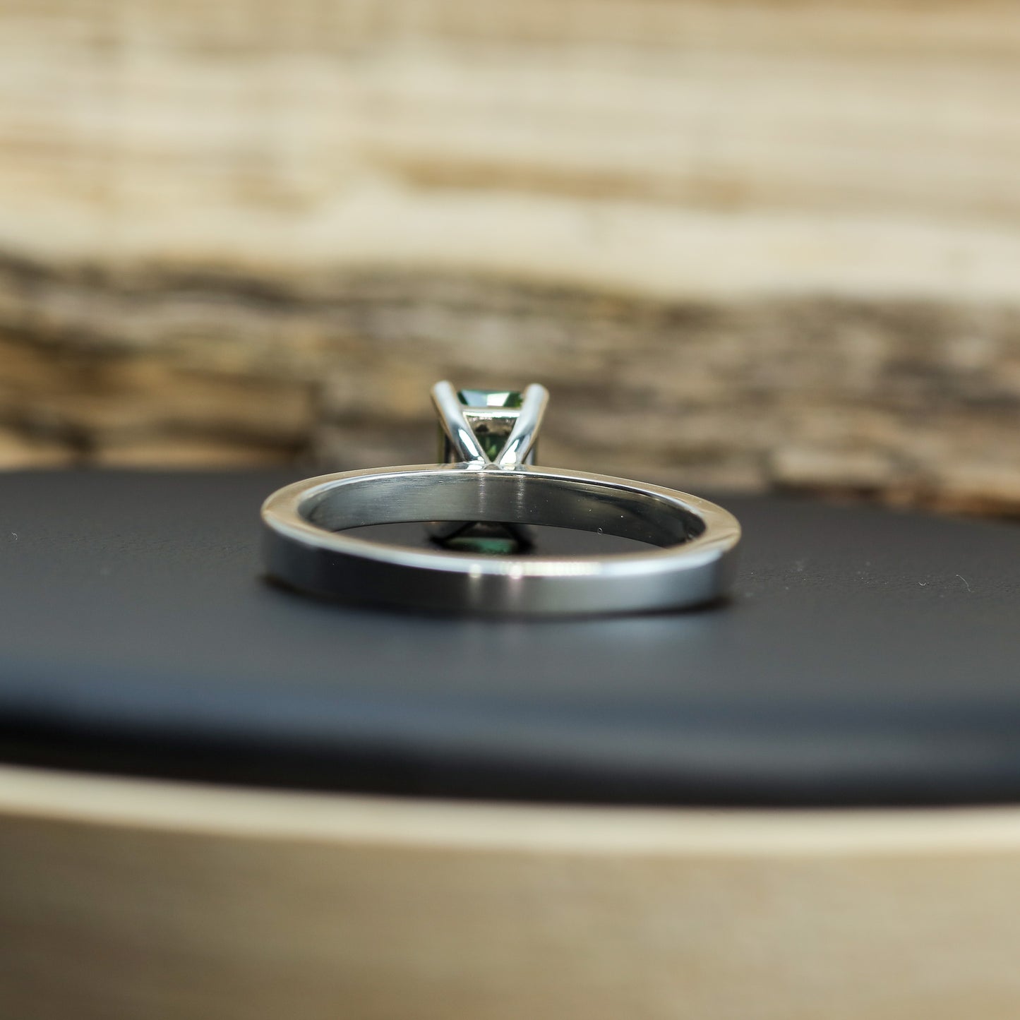 Hand-Cut Green Tourmaline Solitaire Ring in 925 Sterling Silver