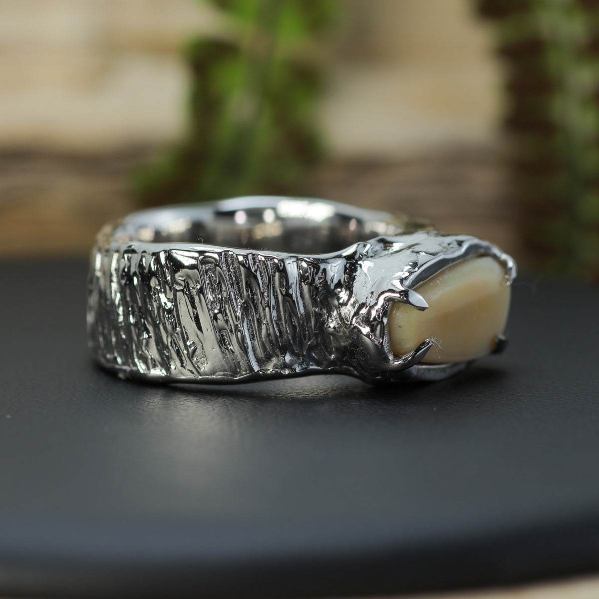 Big Orangey Ethiopian Opal Heavy Statement Band | 925 Silver