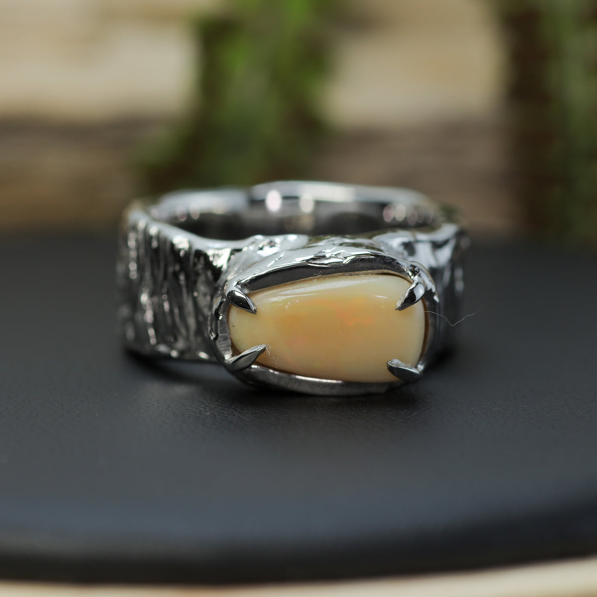 Big Orangey Ethiopian Opal Heavy Statement Band | 925 Silver