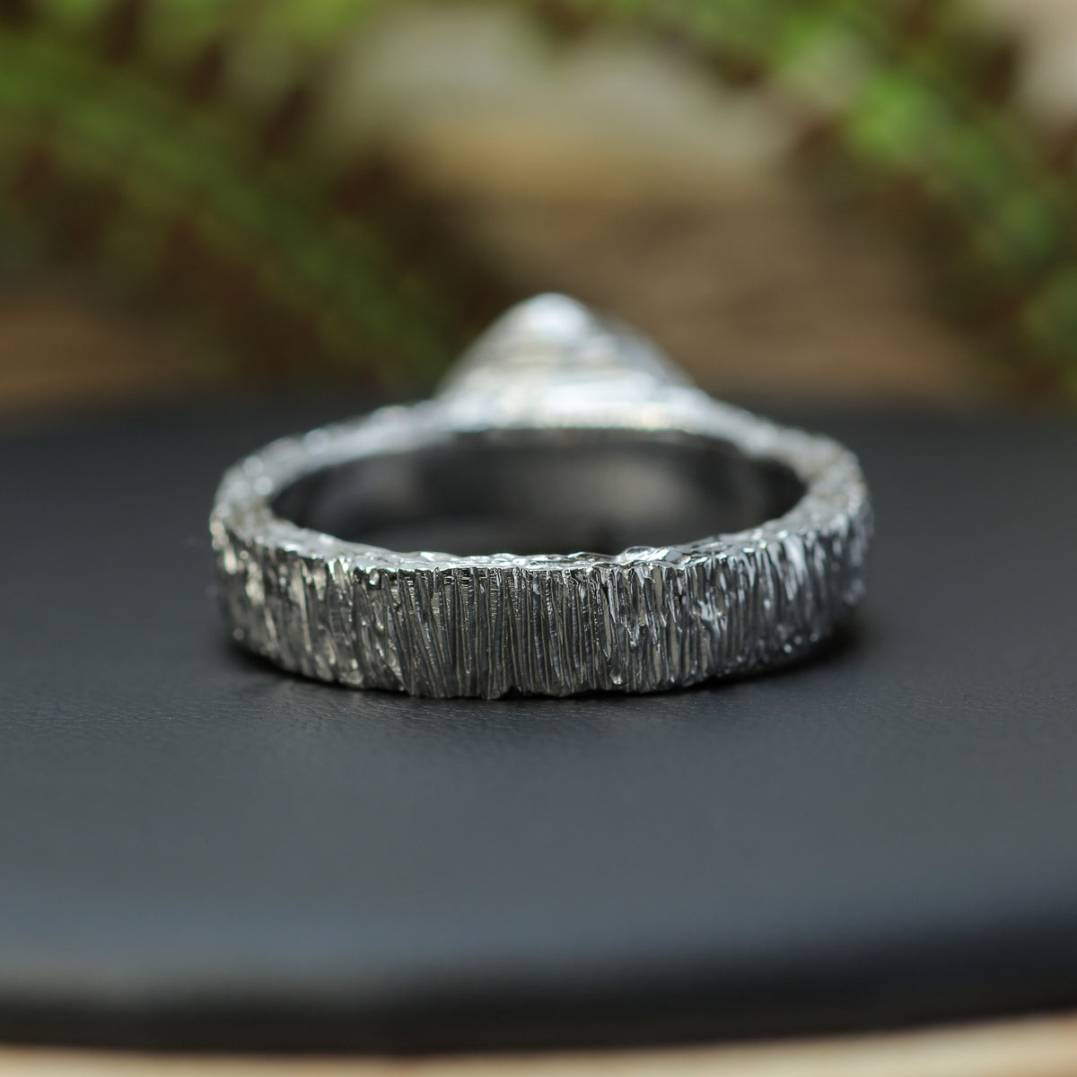 Vietnamese Red Spinel Hand-Textured Silver Solitaire Ring | Studio Cut