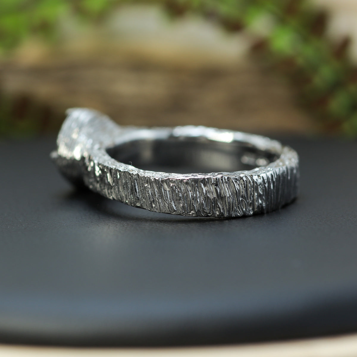 Vietnamese Red Spinel Hand-Textured Silver Solitaire Ring | Studio Cut