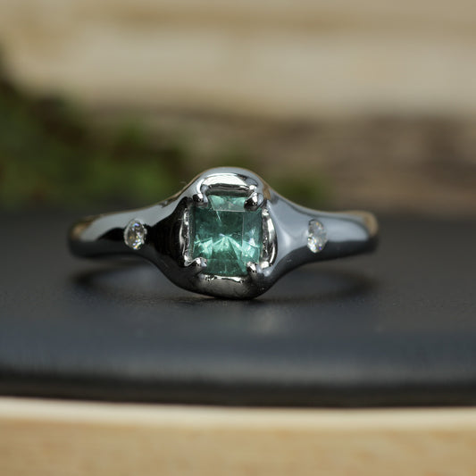 Mint Blue Tourmaline Sculptural Silver Ring | Flush Lab Diamonds