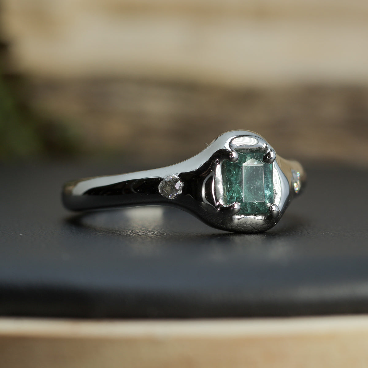 Mint Blue Tourmaline Sculptural Silver Ring | Flush Lab Diamonds