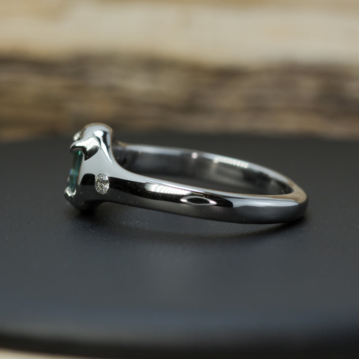 Mint Blue Tourmaline Sculptural Silver Ring | Flush Lab Diamonds