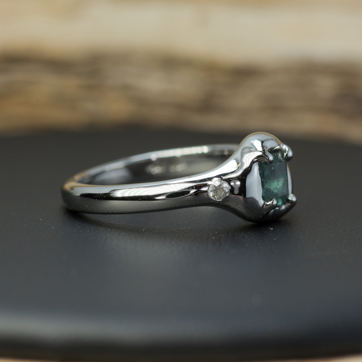 Mint Blue Tourmaline Sculptural Silver Ring | Flush Lab Diamonds